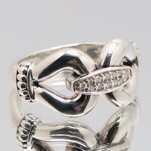 Authentic Lagos Caviar Sterling Silver Cluster 12 Diamonds Ring